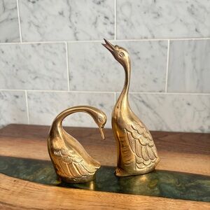 Vintage Pair of 5” Brass Geese Figurines